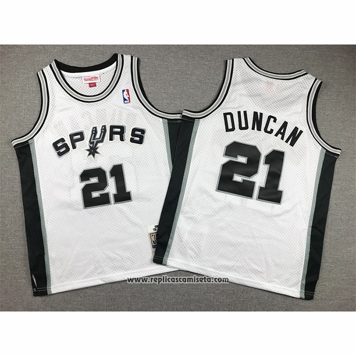 Camiseta Nino San Antonio Spurs Tim Duncan #21 Mitchell & Ness 1998-99 Blanco
